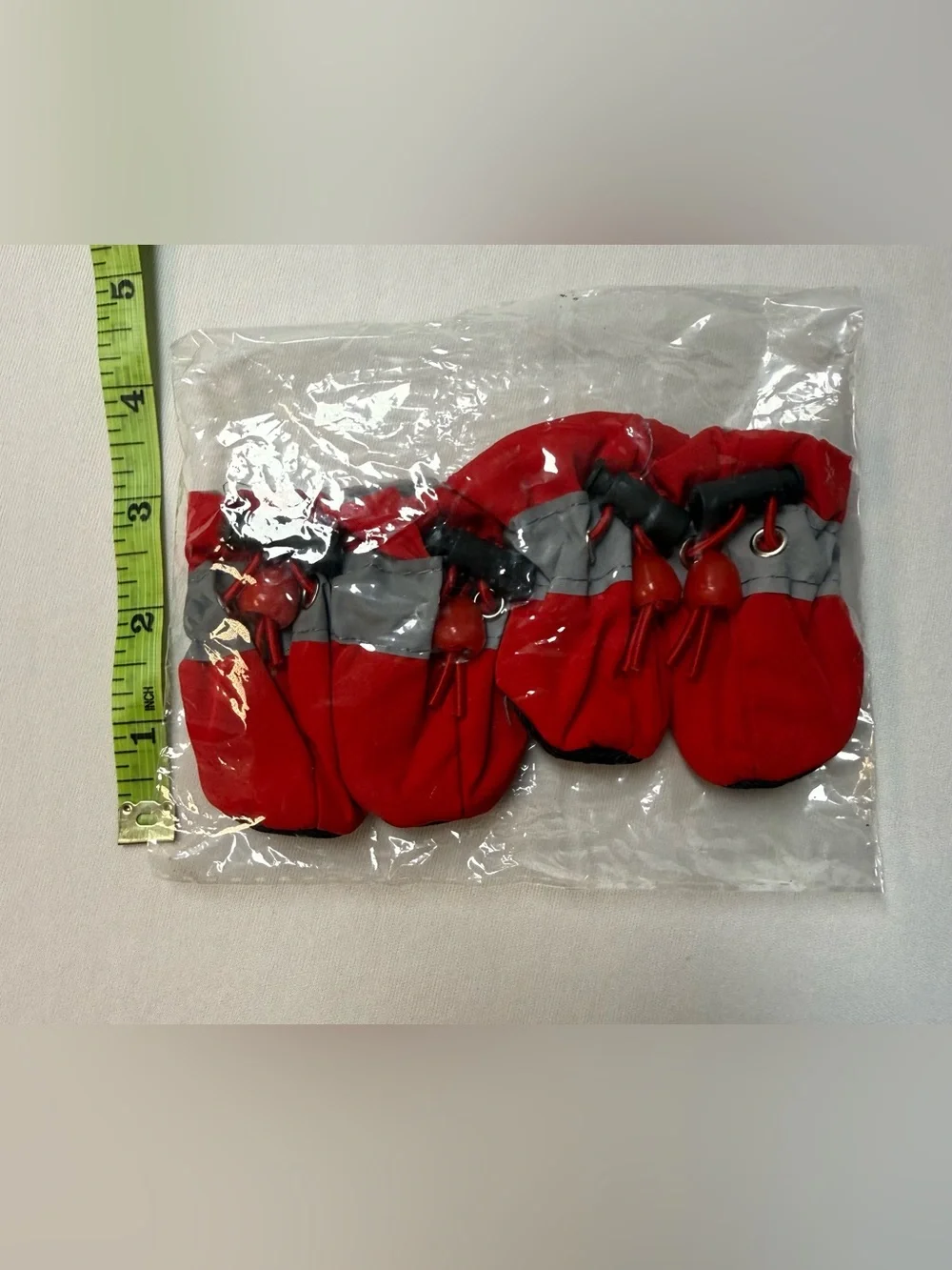 Reflective Red & Gray Dog Booties with Non-Slip Soles